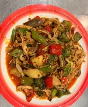 Dry Stir Fried Pigtripe & Beeftripe